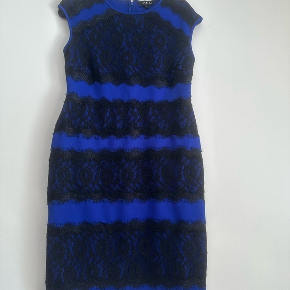 Jessica Blue Sheath Mini Dress Sleeveless Crew Neck - Picture 2 of 6